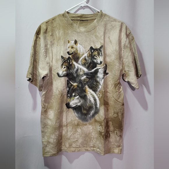 Other - Quality Goods Men's Tan Tie Dye Wolf Graphic Short Sleeve T-Shirt Size Medium